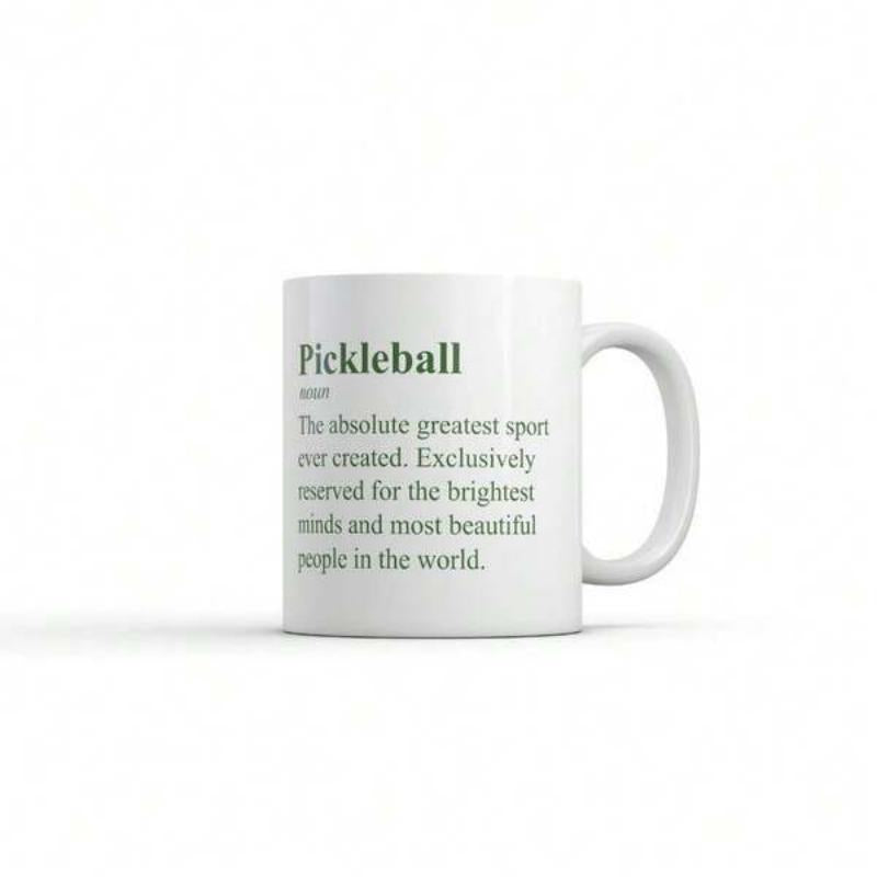 Tailorly White Ceramic 11 oz Mug - Pickleball Minimalist Black Definition Typography Printed On Clean White Surface Mug