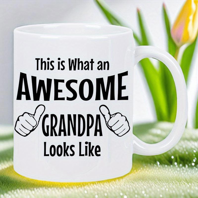 Tailorly White Ceramic 11 oz Mug - This Is What An Awesome Grandpa Looks Like Two Thumbs Up Hand Gestures Pointing Inward For Positive Vibes Grandpa