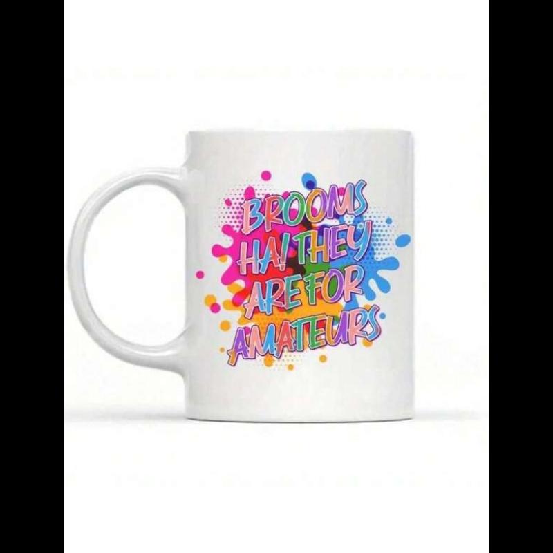 Tailorly White Ceramic 11 oz Mug - Books Have The Power To Transport Us Vibrant Colorful Paint Splatters Spreading Across A White Minimalist Splatter