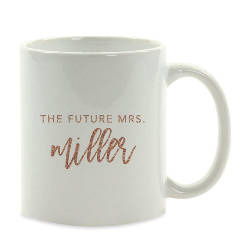 Tailorly White Ceramic 11 oz Mug - The Future Mrs Miller Elegant Ceramic Coffee Cup For Wedding Celebration Gift Mug