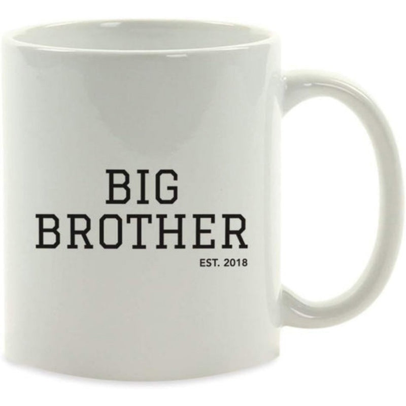 Tailorly White Ceramic 11 oz Mug - Big Brother Est 2018 Minimalist Bold Typography Set Against A Clean White Porcelain Mug