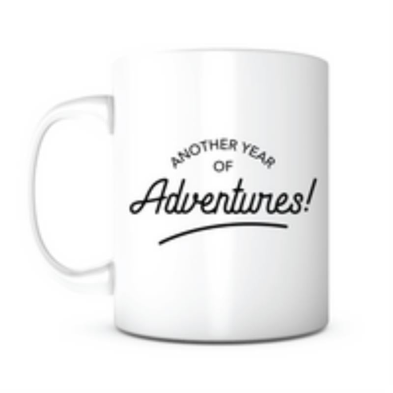 Tailorly White Ceramic 11 oz Mug - Another Year Of Adventures Featuring Minimalist Black Typography Mug