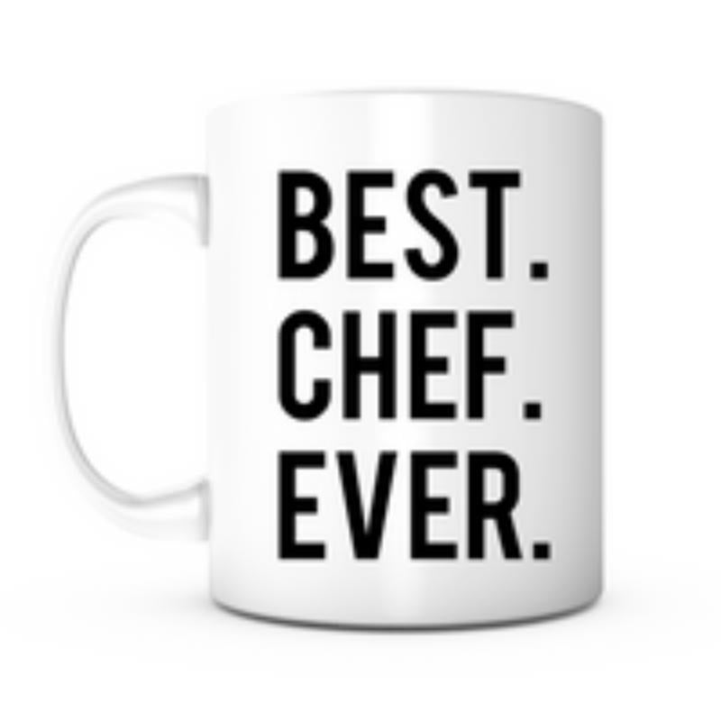 Tailorly White Ceramic 11 oz Mug - Best Chef Ever Bold Black Typography Printed On Minimalist Smooth Surface