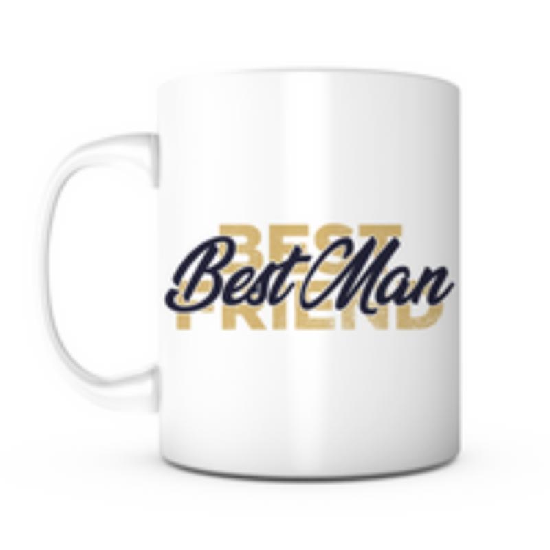 Tailorly White Ceramic 11 oz Mug - Best Man Best Friend Minimalist White Ceramic With Elegant Script And Block Lettering Typography Mug