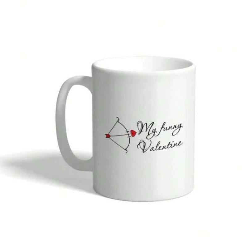 Tailorly White Ceramic 11 oz Mug - My Funny Valentine Simple Hand Drawn Bow With A Tiny Red Heart Valentine