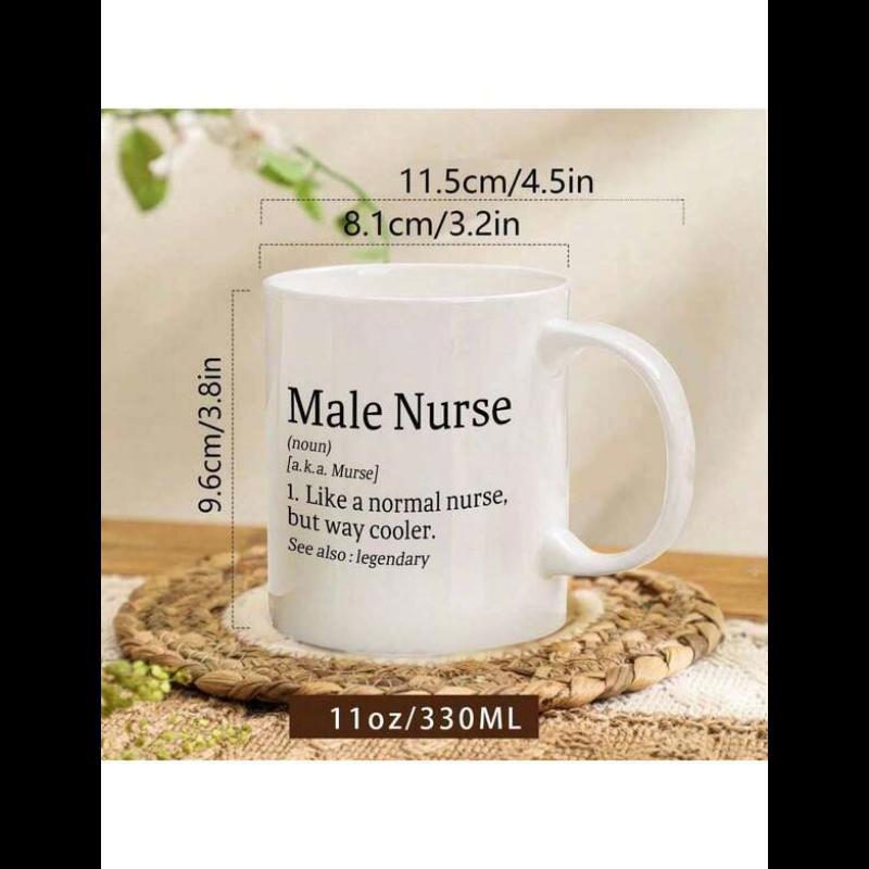 Tailorly White Ceramic 11 oz Mug - Male Nurse Like A Normal Nurse But Way Cooler See Also Legendary Sleek Ceramic Vessel Resting On A Rustic Woven Circular