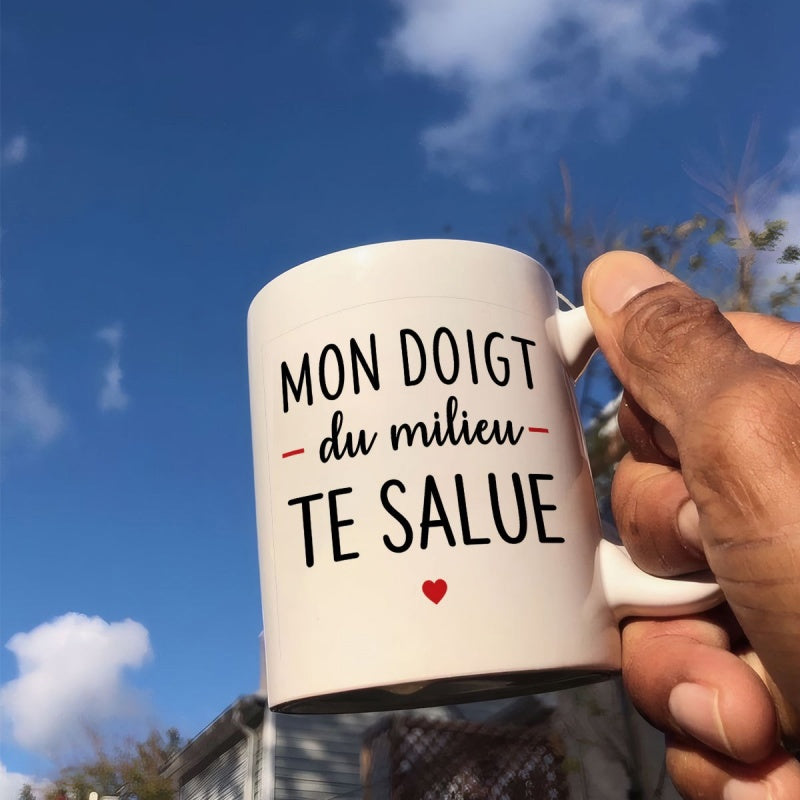 Tailorly White Ceramic 11 oz Mug - Pure White Surface Featuring Minimalist Red Heart Under Vast Blue Sky Mug