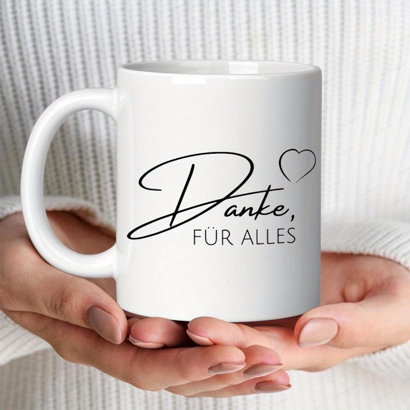 Tailorly White Ceramic 11 oz Mug - Minimalist Heart Pattern With Elegant Script Handwriting On Glossy