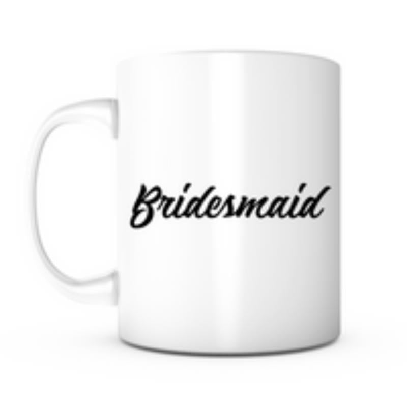 Tailorly White Ceramic 11 oz Mug - Bridesmaid Minimalist Black Script Typography On A Smooth White Surface Mug