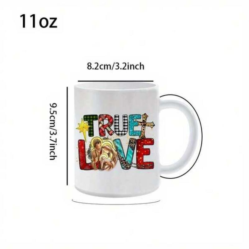 Tailorly White Ceramic 11 oz Mug - True Love Colorful Artistic Pattern With Plaid Details And Small Cute Puppy Dog