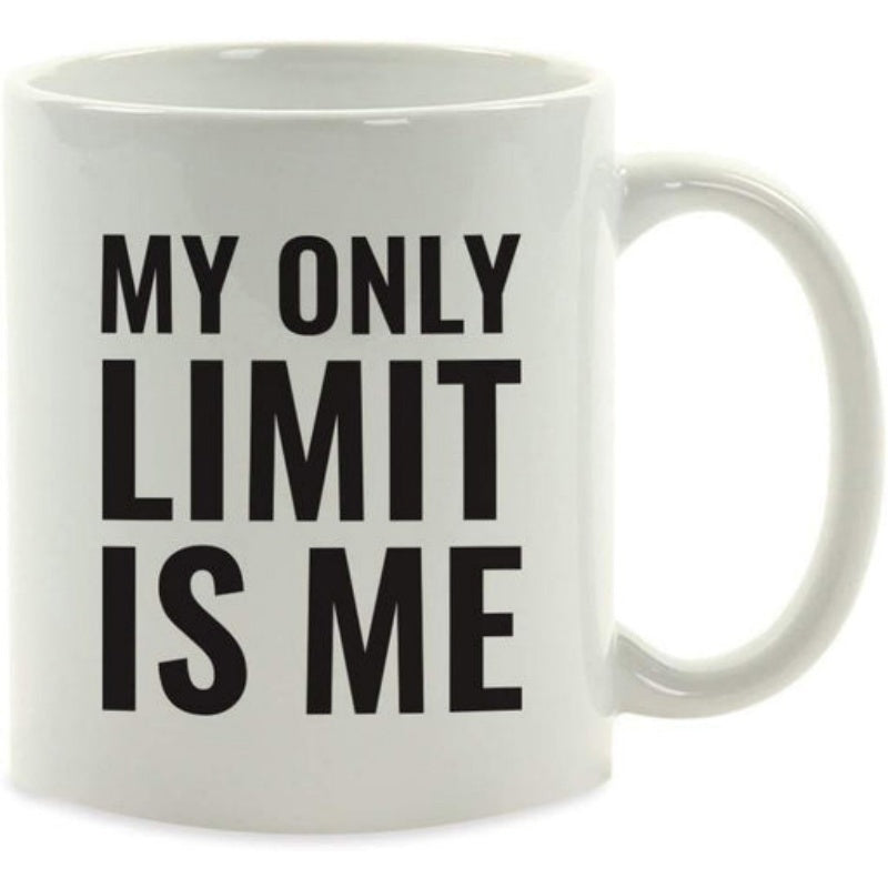 Tailorly White Ceramic 11 oz Mug - My Only Limit Is Me Bold Black Minimalist Lettering On Smooth Ceramic Surface Mug