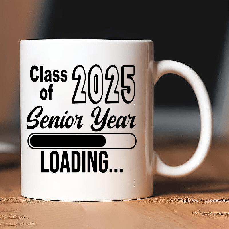 Tailorly White Ceramic 11 oz Mug - Class Of 2025 Senior Year Loading Minimalist Progress Bar Showing High School Academic Graduation Status Indicator