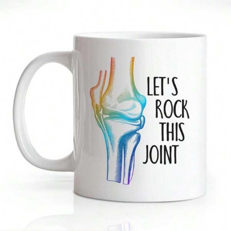Tailorly White Ceramic 11 oz Mug - Lets Rock This Joint Colorful Artistic Medical Illustration Featuring Watercolor Human Skeletal Anatomy Structural Joint