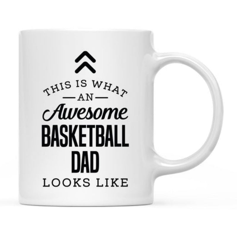 Tailorly White Ceramic 11 oz Mug - This Is What An Awesome Basketball Dad Looks Like Sleek Minimalist Linear Design Featuring Modern Chevron Arrows Basketball Dad