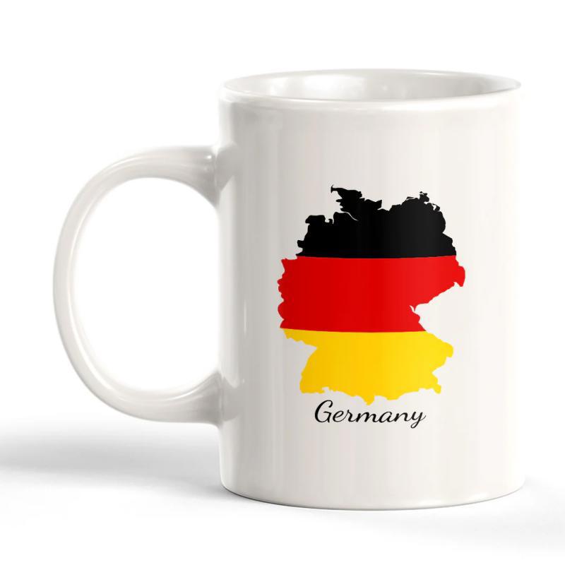 Tailorly White Ceramic 11 oz Mug - Germany Vibrant Silhouette Of German Territory Painted With National Flag Map