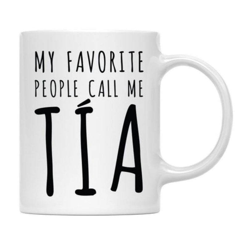 Tailorly White Ceramic 11 oz Mug - My Favorite People Call Me Tia Simple Minimalist Black Ink Style Hand Drawn Artistic Lettering Script