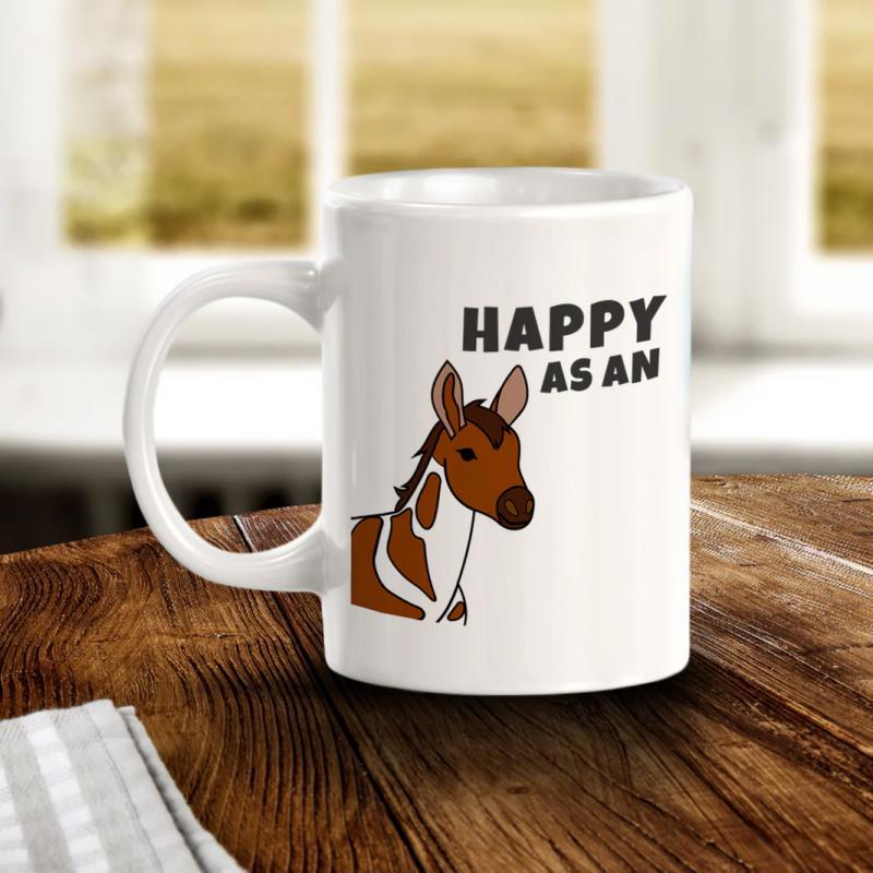 Tailorly White Ceramic 11 oz Mug - Happy As An Playful Young Okapi Standing Calmly Among Warm Indoor Sunlight Okapi