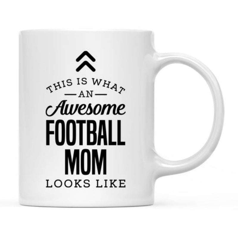 Tailorly White Ceramic 11 oz Mug - This Is What An Awesome Football Mom Looks Like Bold Typography Featuring Stylish Script Among Minimalist Black Arrow Symbols