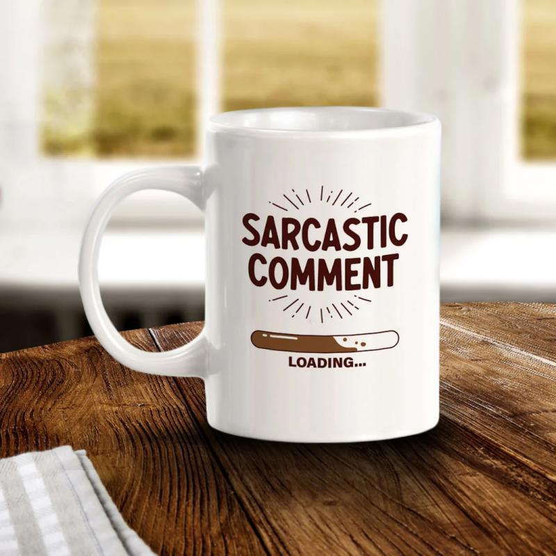 Tailorly White Ceramic 11 oz Mug - Sarcastic Comment Loading Minimalist Digital Progress Bar Featuring Decorative Radiating Lines Icon Loading Bar