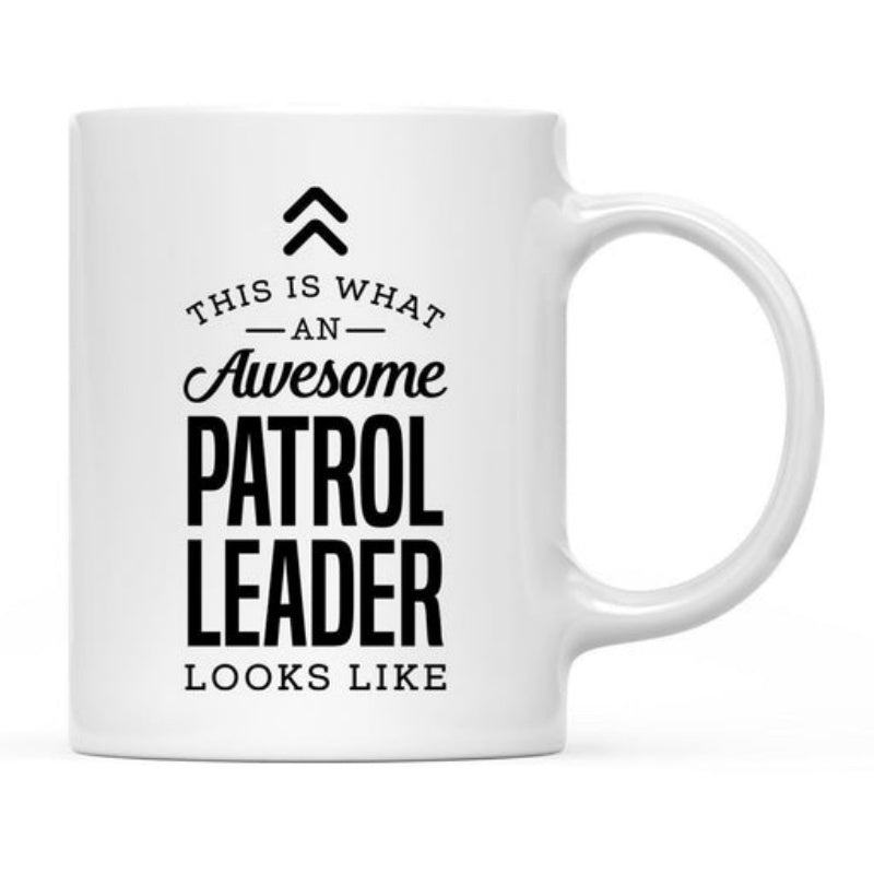 Tailorly White Ceramic 11 oz Mug - This Is What An Awesome Patrol Leader Looks Like Sleek Black Minimalist Typography With Double Chevron Symbol Leader