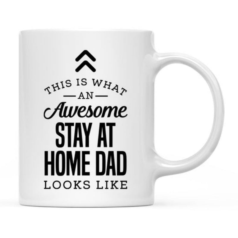 Tailorly White Ceramic 11 oz Mug - This Is What An Awesome Stay At Home Dad Looks Like Geometric Chevron Accents Featuring Bold Decorative Vintage Inspired