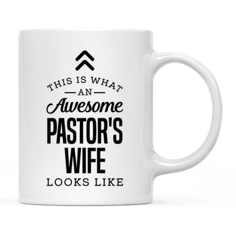 Tailorly White Ceramic 11 oz Mug - This Is What An Awesome Pastor's Wife Looks Like Minimalist Black Chevrons Above Elegant Script And Bold Typography Mug