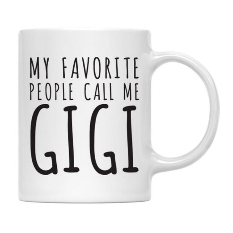 Tailorly White Ceramic 11 oz Mug - My Favorite People Call Me Gigi Minimalist Ceramic Kitchenware With Simple Handle And Clean White Surface Mug