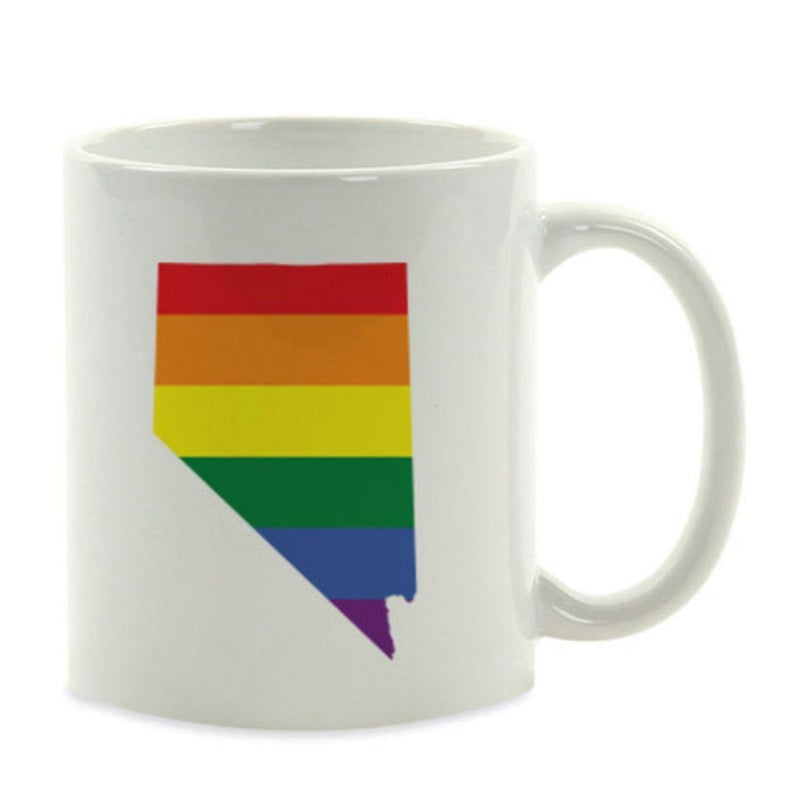 Tailorly White Ceramic 11 oz Mug - Vibrant Rainbow Colors Within The Defined Borders Of This Pride State Nevada