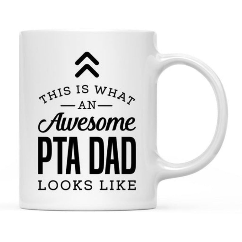Tailorly White Ceramic 11 oz Mug - This Is What An Awesome PTA Dad Looks Like Minimalist Typographic Black Font On Smooth Mug