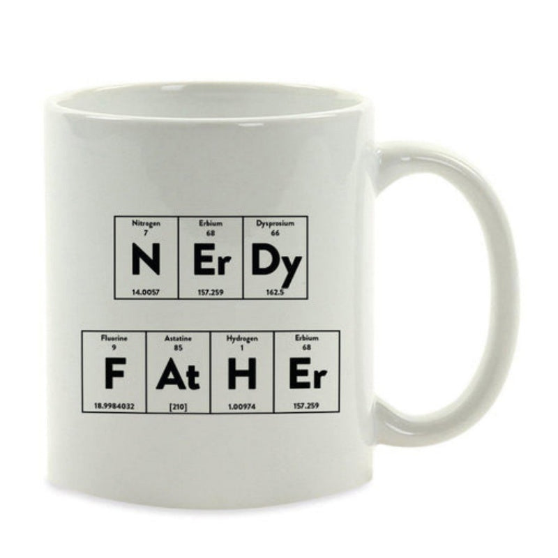 Tailorly White Ceramic 11 oz Mug - Nerdy Father Scientific Chemistry Tiles Arranged In Grid With Sharp Black Lines Periodic Table