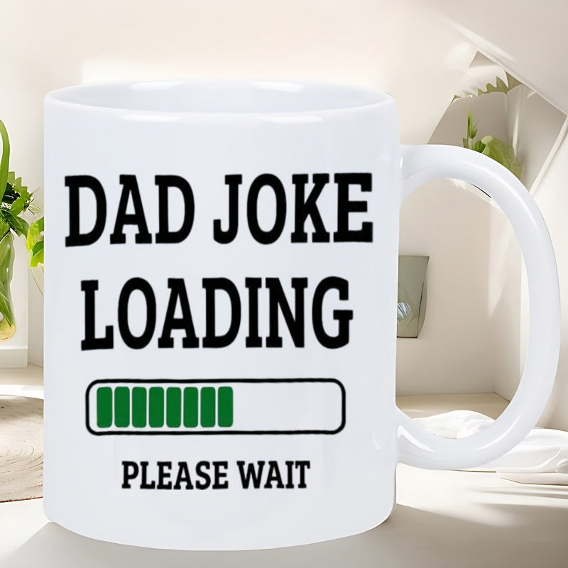 Tailorly White Ceramic 11 oz Mug - Dad Joke Loading Please Wait Minimalist Green Progress Bar Filling Within A Smooth Ceramic Surface Mug