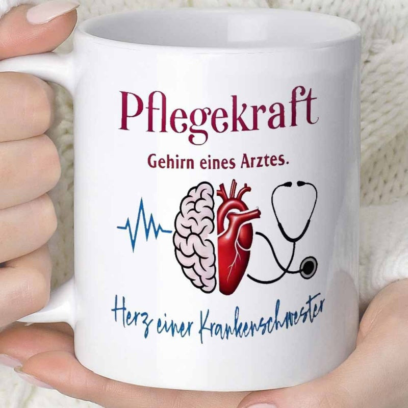 Tailorly White Ceramic 11 oz Mug - Artistic Medical Illustration Showing Human Brain And Heart With Stethoscope Mug