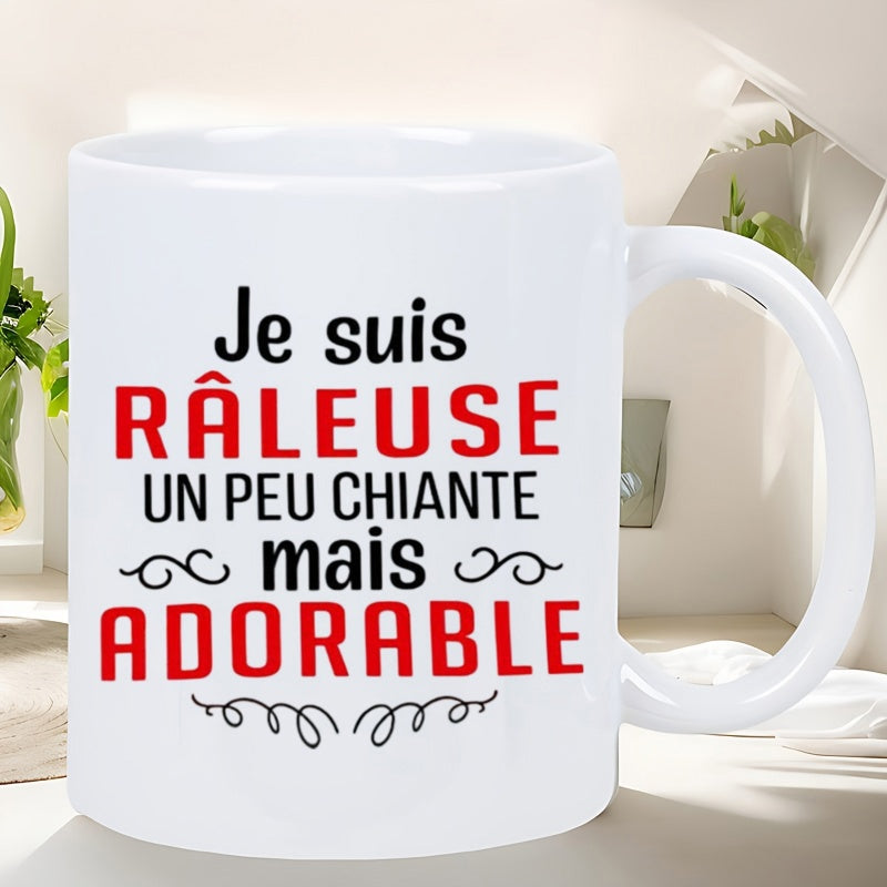 Tailorly White Ceramic 11 oz Mug - Minimalist Sleek White Ceramic Vessel With Bold Red And Black Typography Mug