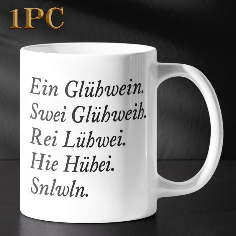 Tailorly White Ceramic 11 oz Mug - Classic Ceramic Vessel With Minimalist Black Script Printed On Plain