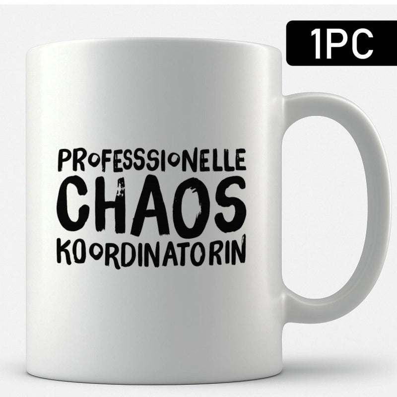 Tailorly White Ceramic 11 oz Mug - Classic White Ceramic Drinkware Featuring Bold Black Artistic Script Mug