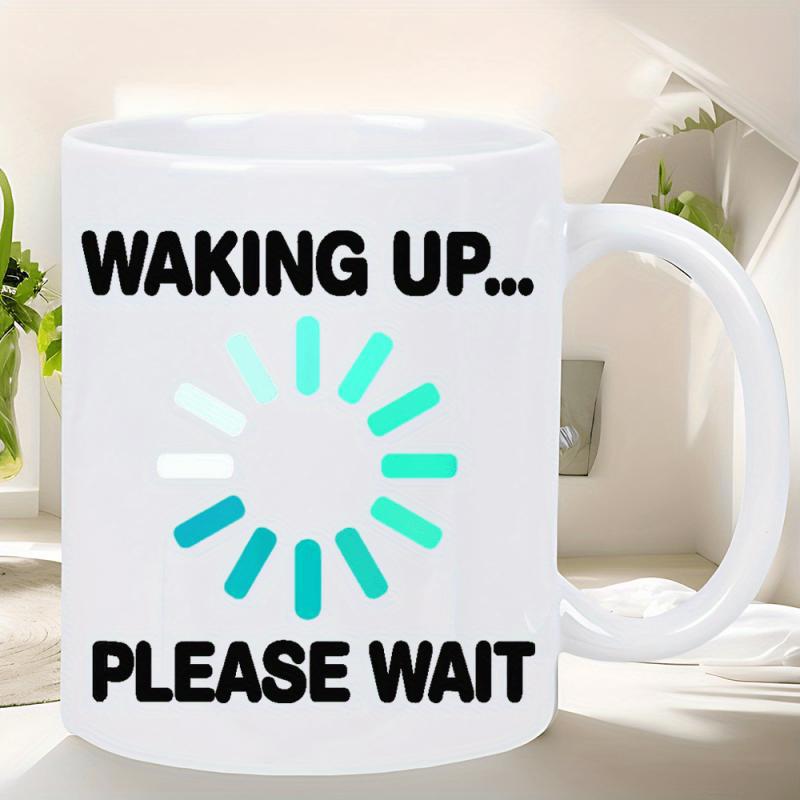 Tailorly White Ceramic 11 oz Mug - Waking Up Please Wait Cyan Digital Loading Progress Bar Circular Gradient Buffering Interface Icon Symbol