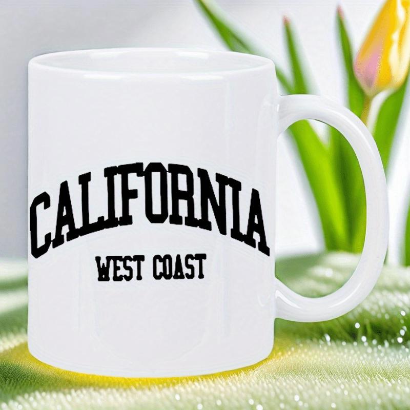 Tailorly White Ceramic 11 oz Mug - California West Coast Classic Arched Bold Collegiate Typography Printed
