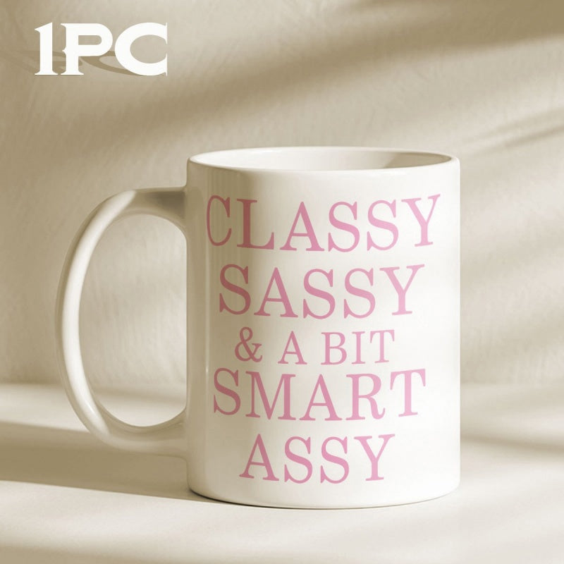 Tailorly White Ceramic 11 oz Mug - Classy Sassy A Bit Smart Assy Elegant Under Soft Warm Indoor Lighting Mug