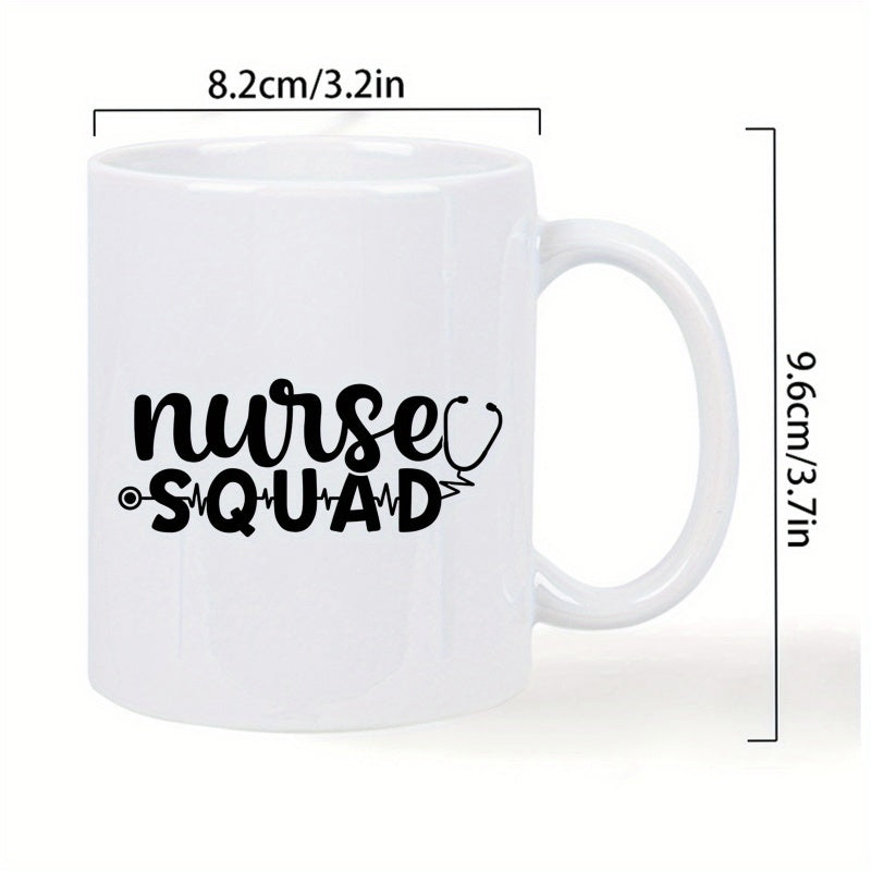 Tailorly White Ceramic 11 oz Mug - Nurse Squad Minimalist Medical Themed Stethoscope Integrated Into A Rhythmic Heartbeat Line Mug