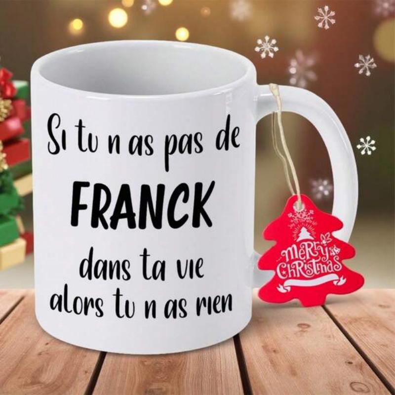 Tailorly White Ceramic 11 oz Mug - Merry Christmas Clean White Porcelain Vessel With Holiday Tag Decoration And Typographic Mug