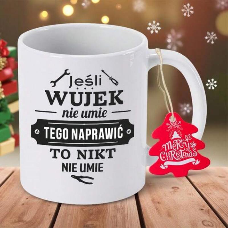 Tailorly White Ceramic 11 oz Mug - Merry Christmas Classic White Ceramic Body Featuring Detailed Handyman Repair Tools Mug
