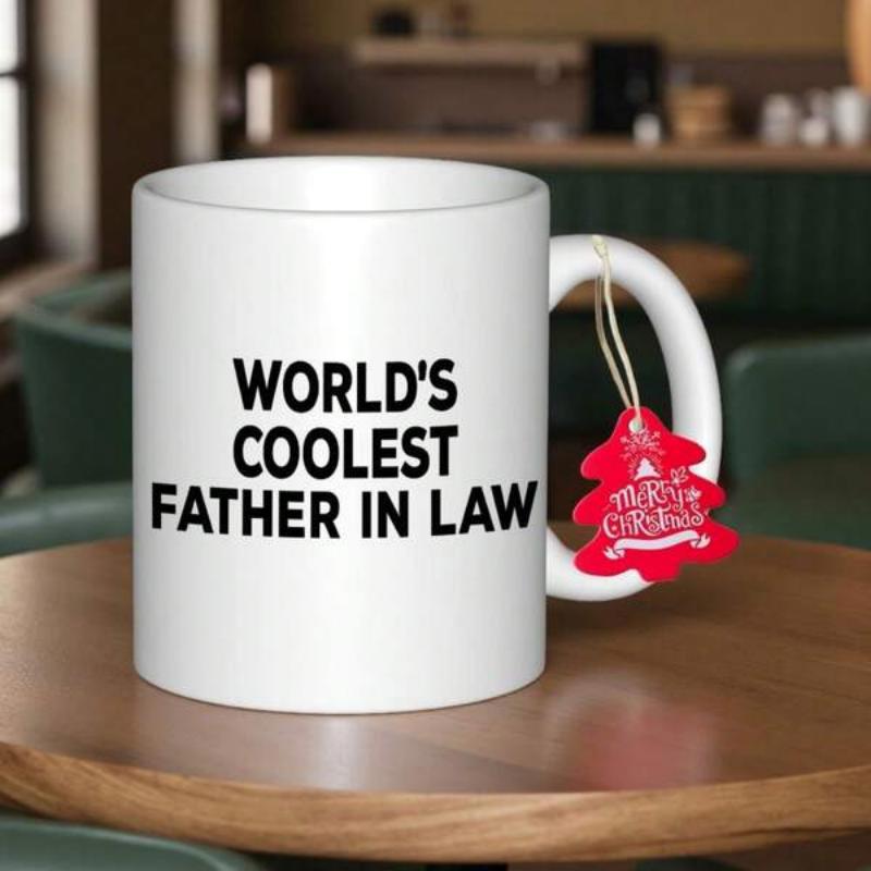 Tailorly White Ceramic 11 oz Mug - Worlds Coolest Father In Law Minimalist Style With Bold Sans Serif Typography On Smooth Surface Mug