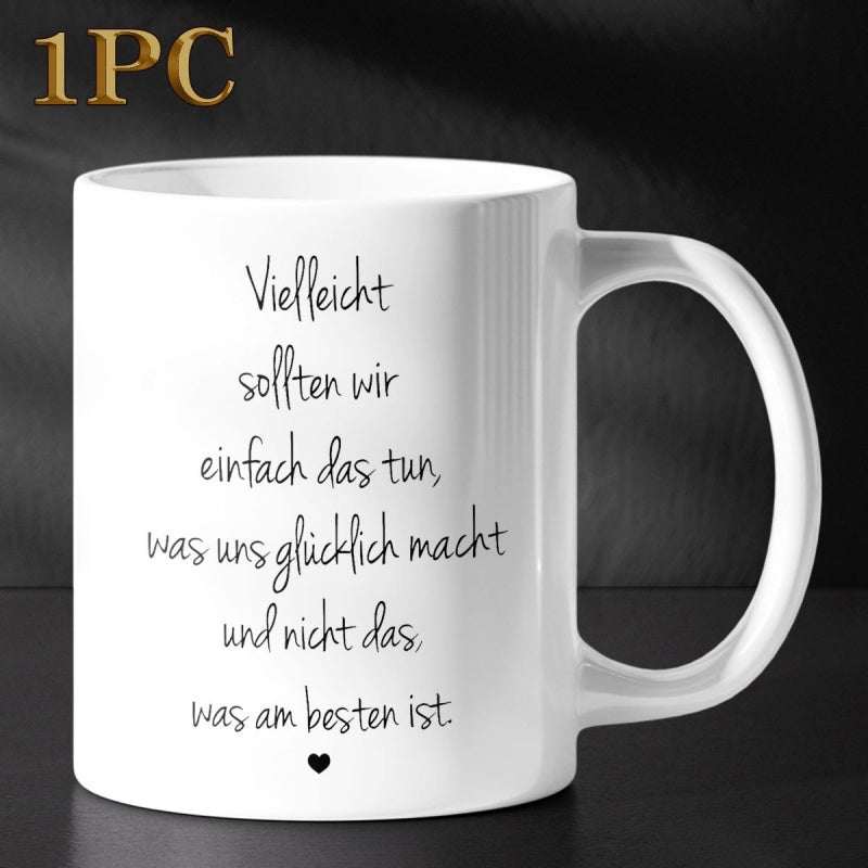 Tailorly White Ceramic 11 oz Mug - Polished With Subtle Heart Icon And Curved Handle Mug