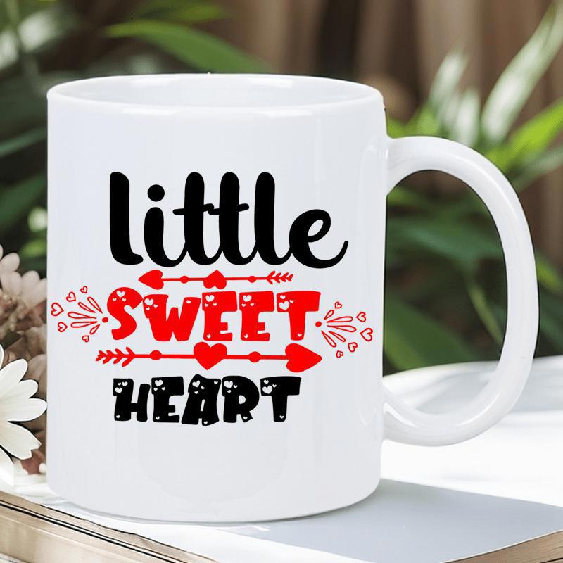 Tailorly White Ceramic 11 oz Mug - Little Sweet Heart Elegant Arrows Featuring Delicate Red Hearts For Romantic Expression Heart