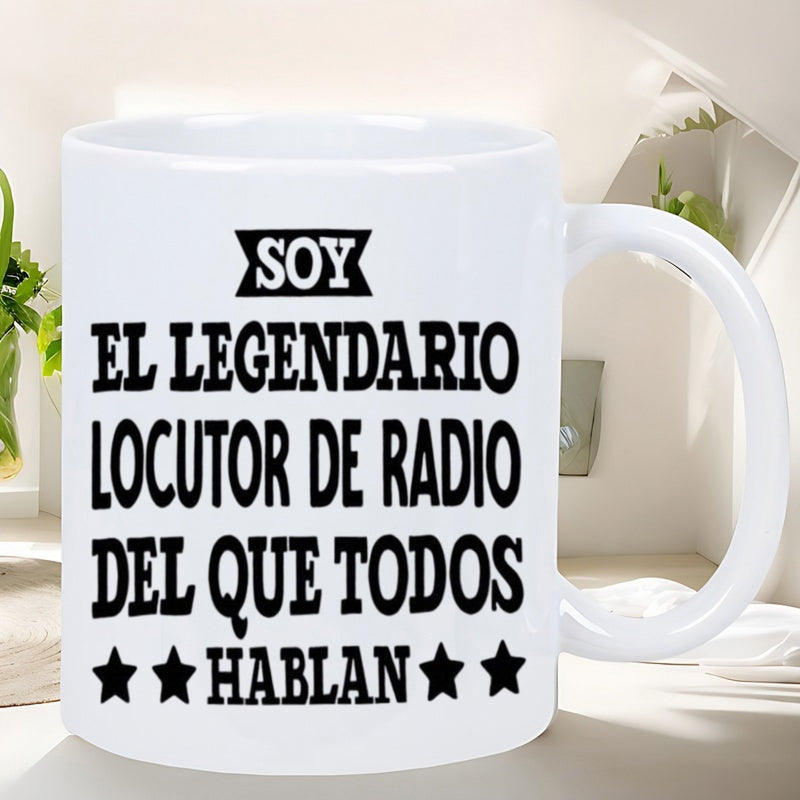 Tailorly White Ceramic 11 oz Mug - Pure With Bold Black Lettering And Decorative Stars Mug