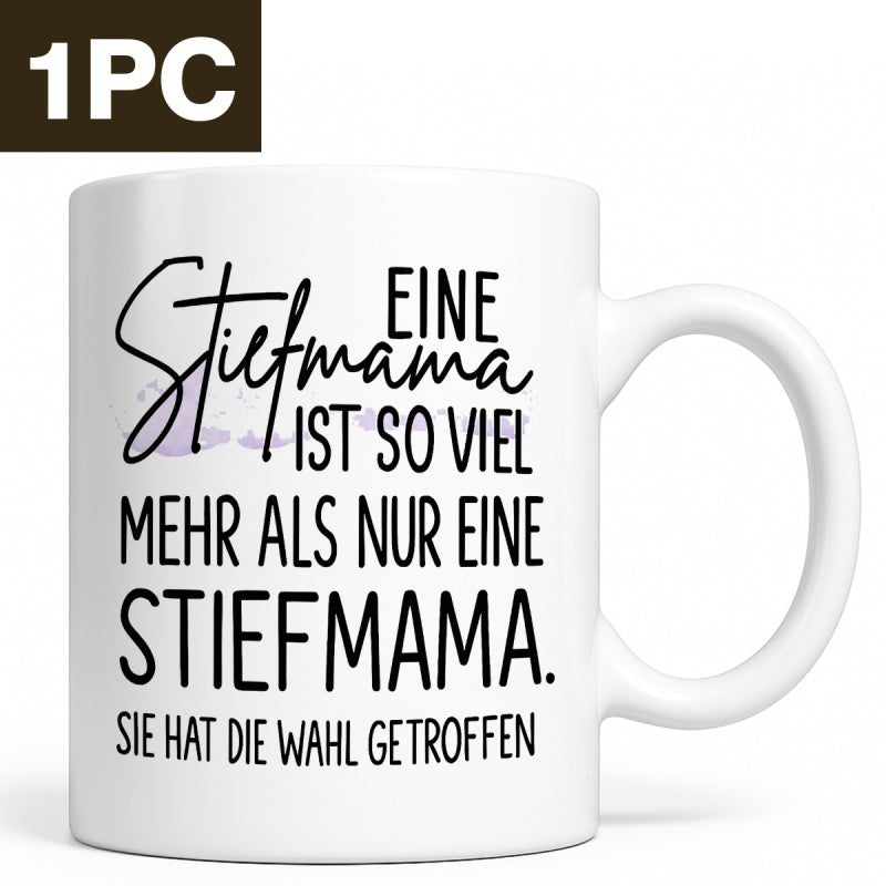 Tailorly White Ceramic 11 oz Mug - Minimalist White Ceramic Vessel Featuring Bold Black Typography Artistic Stepmother Mug