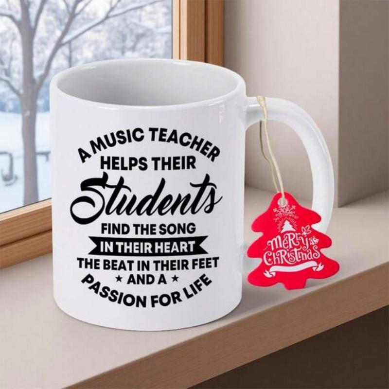 Tailorly White Ceramic 11 oz Mug - A Music Teacher Helps Their Students Find The Song In Their Heart The Beat In Their Feet And A Passion For Life Minimalist White