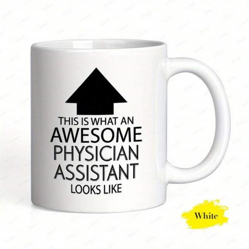 Tailorly White Ceramic 11 oz Mug - This Is What An Awesome Physician Assistant Looks Like Minimalist Black Upward Arrow Pointing Toward The Rim Of Ceramic Mug