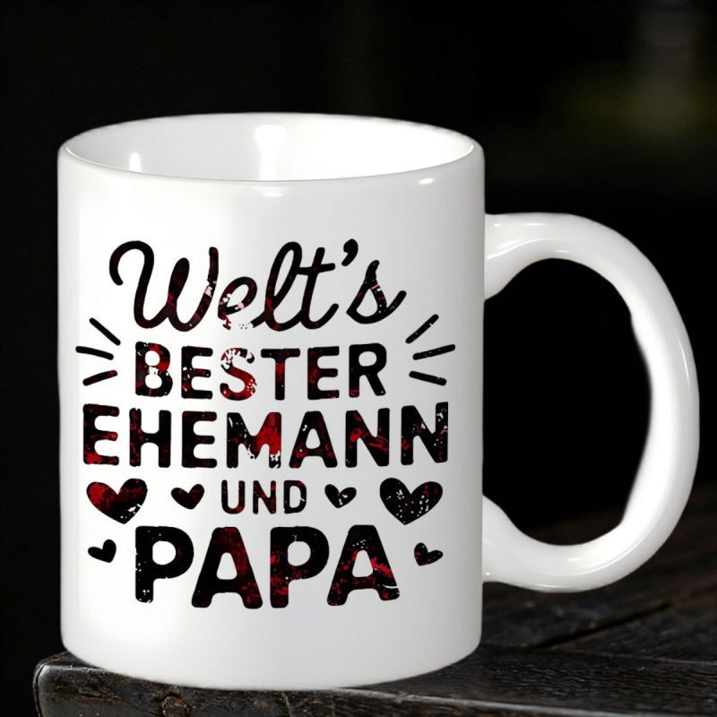 Tailorly White Ceramic 11 oz Mug - Classic White Ceramic Material Featuring Distressed Black Red Text Design Mug