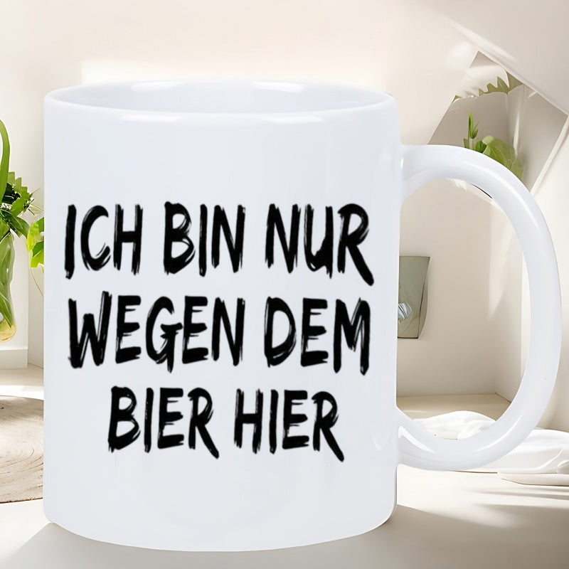 Tailorly White Ceramic 11 oz Mug - Minimalist White Ceramic Vessel Featuring Bold Handwritten Artistic Font Lettering Mug